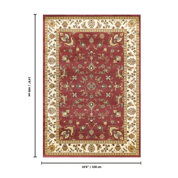 English Elm Classic Deep Red Traditional Area Rug Large Format Low Pile for Formal Living Rooms B186P452257