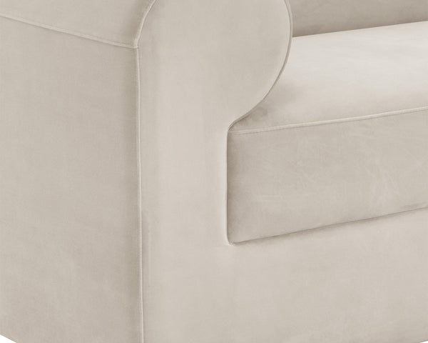 Sunpan Ionic Sofa - Contemporary Elegance with Rounded Comfort, Luxurious Upholstery for Any Space Meg Taupe