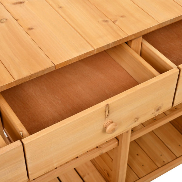 English Elm Topmax Fir Wood Hutch Potting Bench with Drawers Shelves Mudroom Storage N717P229024A