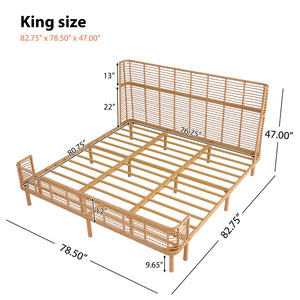English Elm Christopher Knight Home® - King Gorgeous Sleek Grid PE Wicker Bed with High Wing Back, Metal Frame Support, Breathable Rattan Elegance N758P294450N