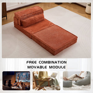 English Elm Compression Modular Sofa Bed - Cozy Orange Fleece, No Assembly, Versatile Design For Every Space! W3723P377145