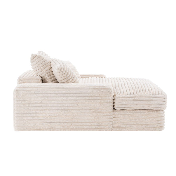 English Elm 028-oversized Corduroy Chaise Sleeper Sofa with Foam Support for Apartments W527P412860