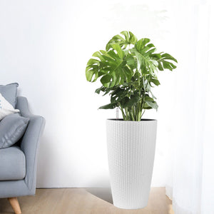 English Elm Set of 2 Faux Rattan Tall Outdoor Planters with Auto Watering and Level Monitor W3213P311467