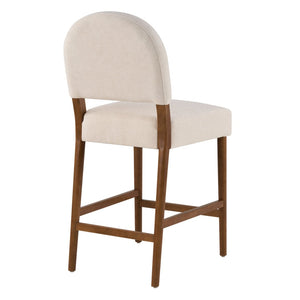 English Elm 26'' Rubberwood Fabric Counterstool Set Padded Backrest Kitchen Island Seating Beige N780P394271B