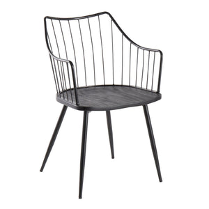 English Elm Chair Spindle Back Farmhouse Dining Seat Black Metal Wood Frame Tapered Legs B202P223691
