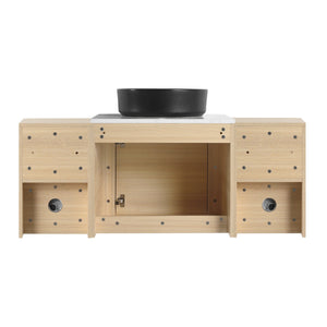 English Elm 48'' Wall-Mounted Bathroom Vanity With Elegant Ceramic Sink, Soft-Close Door & Ample Storage Shelves W999S00470