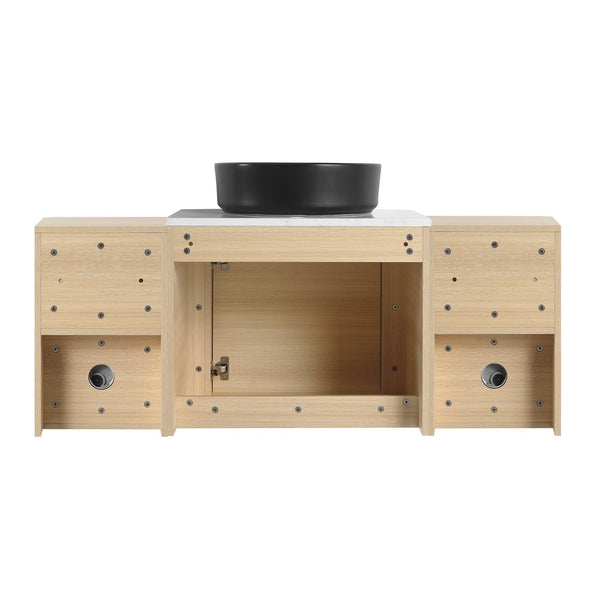 English Elm 48'' Wall-Mounted Bathroom Vanity With Elegant Ceramic Sink, Soft-Close Door & Ample Storage Shelves W999S00470