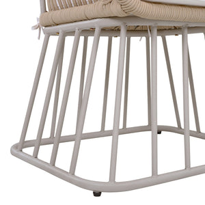 English Elm Outdoor Wicker Dining Chair with Fan Back Teak Finish Steel Frame and Cushion Included N770P385227B