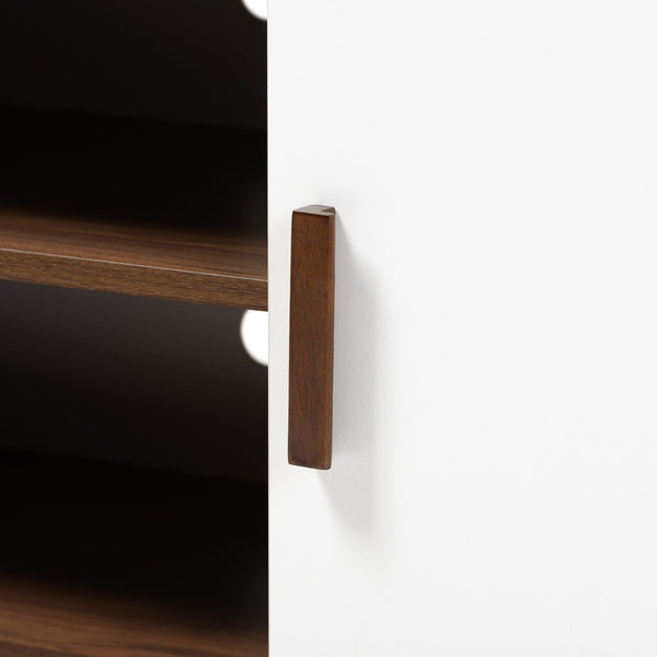 Baxton Studio Baxton Studio Quinn Mid-Century Modern Two-Tone TV Stand with Storage & Cable Management Solution TV8003-Columbia Walnut/White-TV