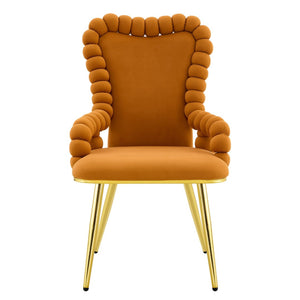 English Elm Set of 2 Sculptural Bubble Backrest Velvet Dining Chairs with Gleaming Gold Legs W3875P370855