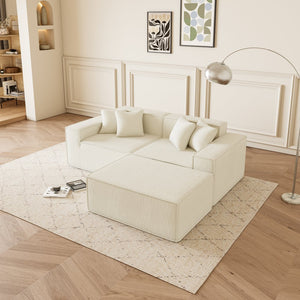 English Elm Modular L-Shaped Sectional Sofa - Reversible Chaise, Soft Corduroy Fabric, Space-Saving Comfort W1765S00107