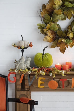 English Elm Set Of 2 Velvet Weighted Pumpkins - Apple Green Decor For Farmhouse Fall Tabletop & Thanksgiving W2078P246652-GIGA