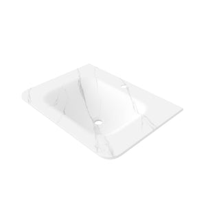 English Elm 30" Carrara Sintered Stone Integrated Vanity Basin Seamless Marble Look Bathroom Sink W2615P369887
