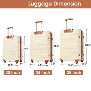 English Elm Hardshell 3 Piece Spinner Luggage Set with Tsa Lock Lightweight Abs Travel Suitcases Antique White PP191030AAK