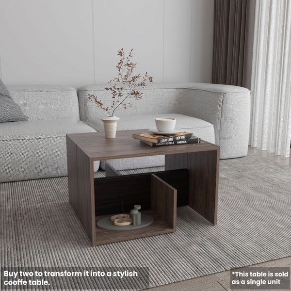 English Elm Side Table 25" H With 2 Shelves - Modern Dark Brown Accent For Living Room, Bedroom & Entryway B097P296869-GIGA