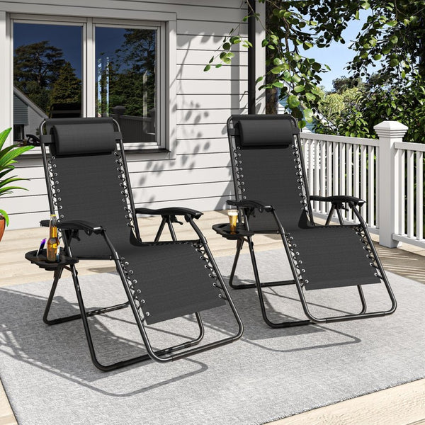 English Elm Zero Gravity Reclining Lounge Chair Breathable Mesh Portable Folding Patio Beach Seat Antique Black W3979P392945