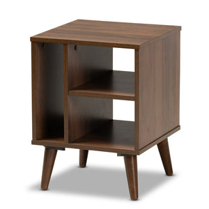 Baxton Studio Baxton Sami Mid-Century Modern End Table in Walnut - Stylish Storage Solution for Any Room ET8001-Columbia Walnut-ET