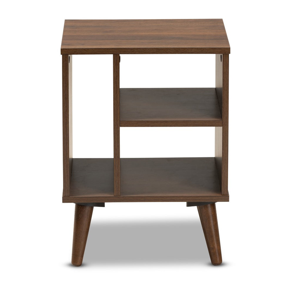 Baxton Studio Baxton Sami Mid-Century Modern End Table in Walnut - Stylish Storage Solution for Any Room ET8001-Columbia Walnut-ET