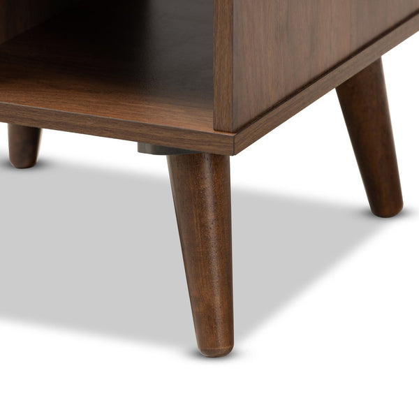 Baxton Studio Baxton Sami Mid-Century Modern End Table in Walnut - Stylish Storage Solution for Any Room ET8001-Columbia Walnut-ET