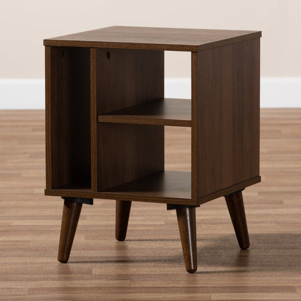 Baxton Studio Baxton Sami Mid-Century Modern End Table in Walnut - Stylish Storage Solution for Any Room ET8001-Columbia Walnut-ET
