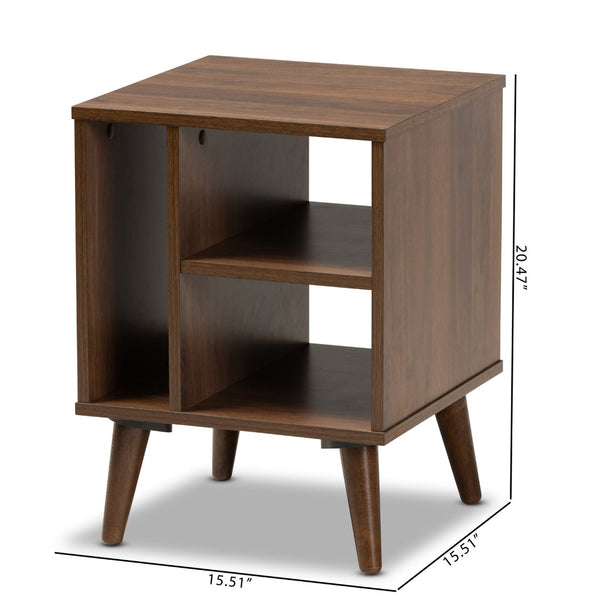 Baxton Studio Baxton Sami Mid-Century Modern End Table in Walnut - Stylish Storage Solution for Any Room ET8001-Columbia Walnut-ET