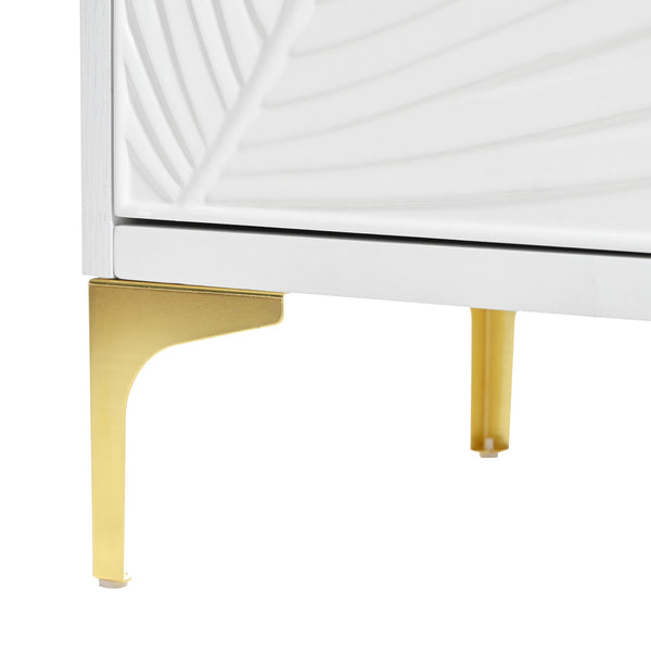 English Elm Multi-Functional Sideboard Cabinet with 4 Doors, Adjustable Shelves, Solid Wood MDF Build for Home Storage W2696P279989