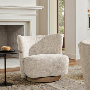 English Elm Jennifer Taylor Home - Miranda 30" Armless Swivel Accent Chair - Natural Gray Chenille, Curved Ergonomic Design & Ash Base B2719P277871