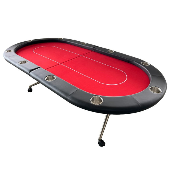 English Elm Ino Design 94 Inch Oval Felt Poker Table Seats Ten with Casters and Cup Holders Red W2748P321637