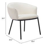 Essen Dining Chair Ivory 110101 Zuo Modern