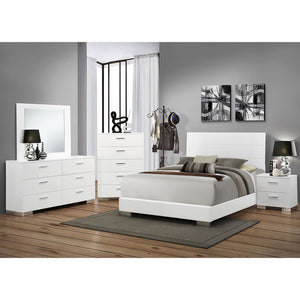 English Elm Dulcey High Gloss 5-Piece Queen Bedroom Set With Led Headboard, Modern Design & Ample Storage Solutions B062S01360