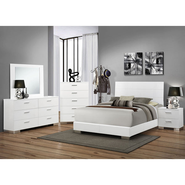 English Elm Dulcey High Gloss 5-Piece Queen Bedroom Set With Led Headboard, Modern Design & Ample Storage Solutions B062S01360