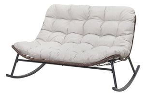English Elm Double Papasan Rocking Chair Outdoor Pe Rattan Bowl Seat for Patio or Backyard W3990P423123