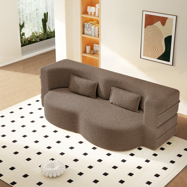 English Elm Modern Corduroy Floor Sofa Foldable Twin Sleeper Foam Filled for Dorms and Playrooms Brown W1885P446605
