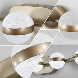 English Elm Bathroom Vanity Light - Elegant 5-Bulb Led Fixture With Crystal Sand Shades In Champagne Gold Finish W2312P374868