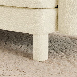 English Elm Boucle 2-Seater Loveseat Sofa With Elegant Shell Armrests & Soft Beige Upholstery For Cozy Spaces W3041S00274