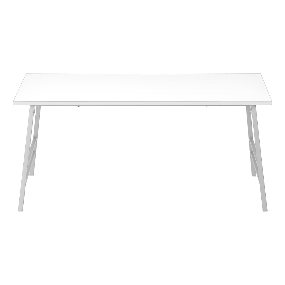 English Elm Coffee Coffee Table with White Laminate Top and Grey Angled Metal Legs, 40" Rectangular Retro Modern B2710P219431