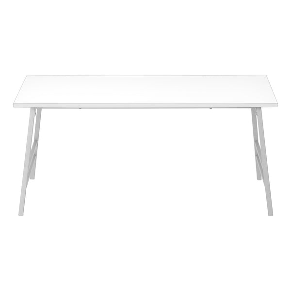 English Elm Coffee Coffee Table with White Laminate Top and Grey Angled Metal Legs, 40" Rectangular Retro Modern B2710P219431