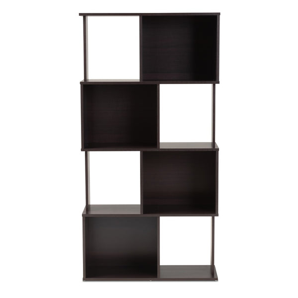 Baxton Studio Baxton Studio Riva Geometric Dark Brown Bookshelf – Modern Storage Solution for Stylish Living Spaces BS8000-Wenge-Shelf
