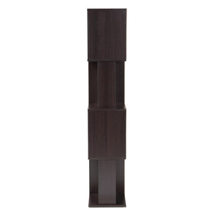 Baxton Studio Baxton Studio Riva Geometric Dark Brown Bookshelf – Modern Storage Solution for Stylish Living Spaces BS8000-Wenge-Shelf