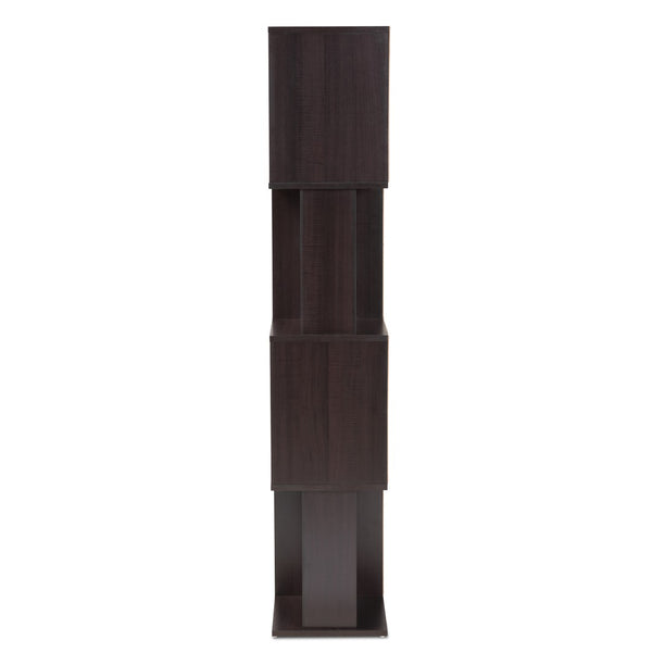 Baxton Studio Baxton Studio Riva Geometric Dark Brown Bookshelf – Modern Storage Solution for Stylish Living Spaces BS8000-Wenge-Shelf