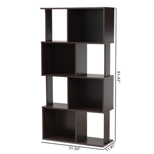 Baxton Studio Baxton Studio Riva Geometric Dark Brown Bookshelf – Modern Storage Solution for Stylish Living Spaces BS8000-Wenge-Shelf