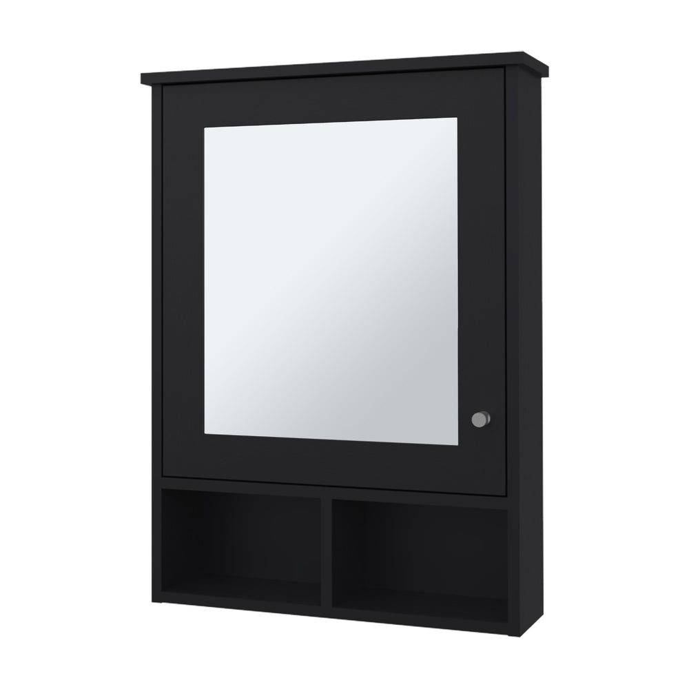 English Elm Poston Melamine Medicine Cabinet with Mirror Door, Black — 29"H x 20.9"W x 6.6"D, Modern Storage Solution B128P237157