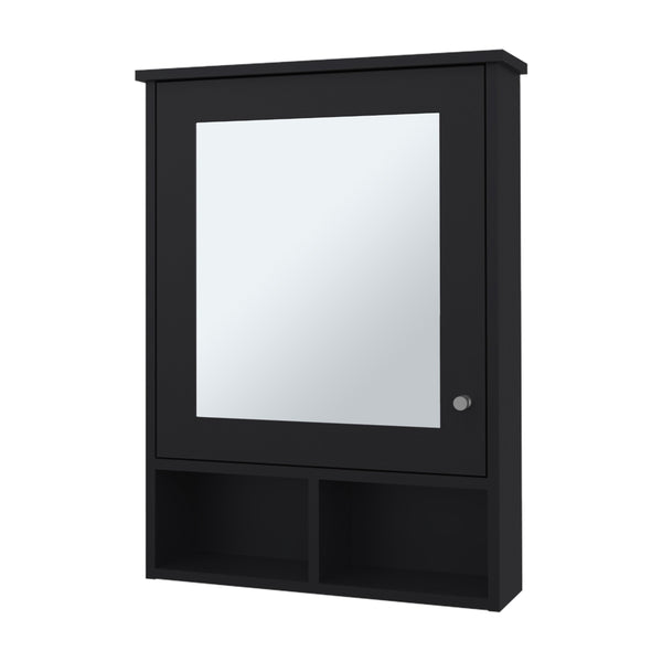 English Elm Poston Melamine Medicine Cabinet with Mirror Door, Black — 29"H x 20.9"W x 6.6"D, Modern Storage Solution B128P237157