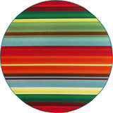 Unique Loom Outdoor Modern Jaco Machine Made Striped Rug Multi, Light Blue/Orange/Red/Yellow/Green/Olive/Brown 7' 10" x 7' 10"