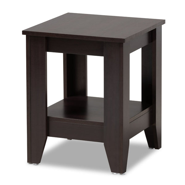 Baxton Studio Baxton Studio Audra Modern Dark Brown Wood End Table with Open Shelf - Stylish & Functional Accent Piece ET8000-Wenge-ET
