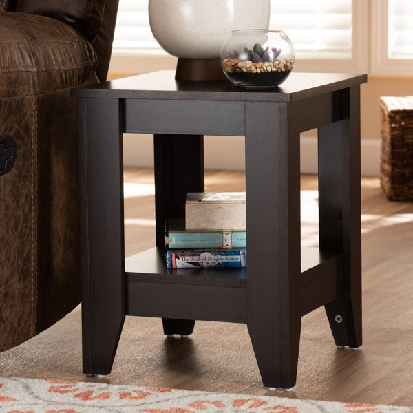 Baxton Studio Baxton Studio Audra Modern Dark Brown Wood End Table with Open Shelf - Stylish & Functional Accent Piece ET8000-Wenge-ET