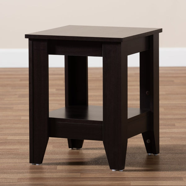 Baxton Studio Baxton Studio Audra Modern Dark Brown Wood End Table with Open Shelf - Stylish & Functional Accent Piece ET8000-Wenge-ET