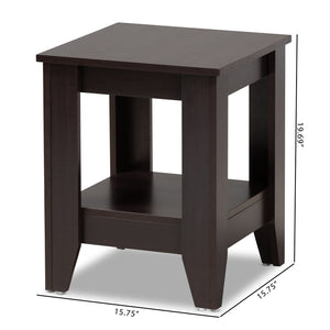Baxton Studio Baxton Studio Audra Modern Dark Brown Wood End Table with Open Shelf - Stylish & Functional Accent Piece ET8000-Wenge-ET