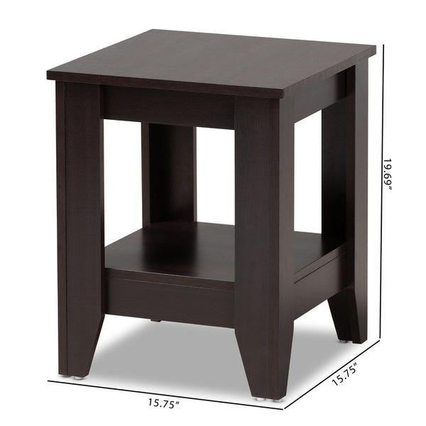Baxton Studio Baxton Studio Audra Modern Dark Brown Wood End Table with Open Shelf - Stylish & Functional Accent Piece ET8000-Wenge-ET