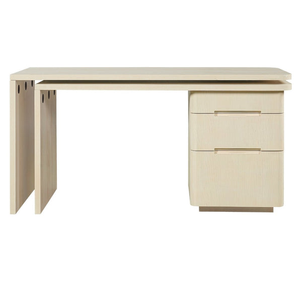 English Elm 90" Rotating L-shape Executive Desk Natural Melamine Mdf Surface Three Drawers Home Office Natural Wood N751S383638K